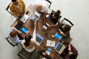 Business people working on an agreement